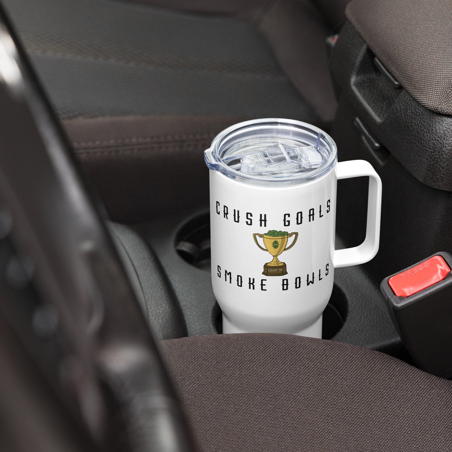 Crush Goals Smoke Bowls Travel mug with a handle