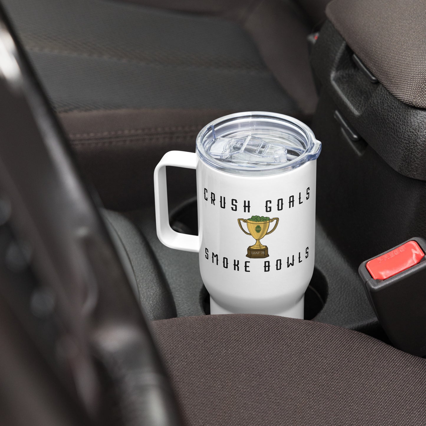 Crush Goals Smoke Bowls Travel mug with a handle