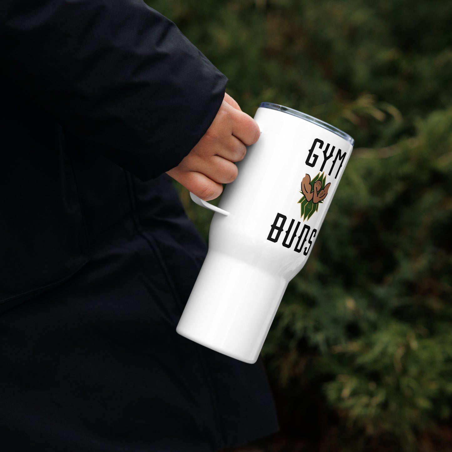 Gym Buds Travel mug with a handle