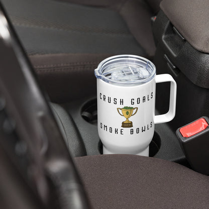 Crush Goals Smoke Bowls Travel mug with a handle
