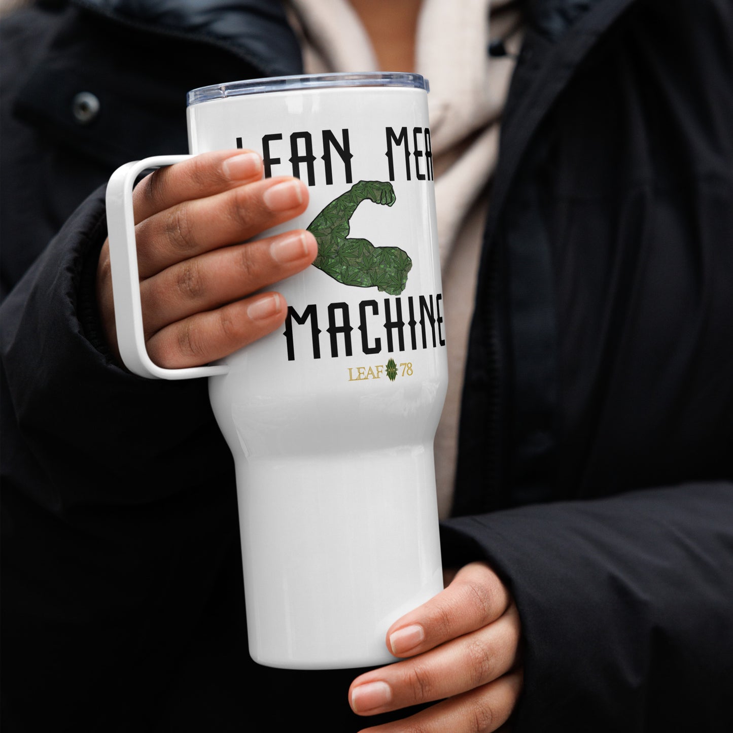 Lean Mean Machine Travel mug with a handle